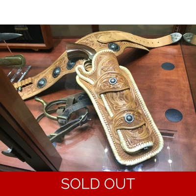 H.H. Heiser Model 753 Custom Drop-Loop Holster/Belt Rig w/ Sterling Silver Fittings